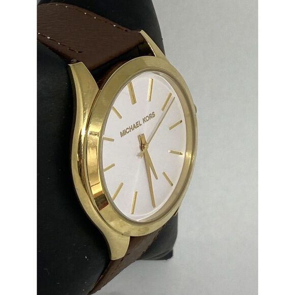 Michael Kors Runway MK4295 Women's Brown Leather Analog Dial Quartz Watch Y201 - Picture 5 of 12